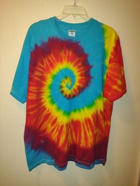 Jerzees Spiral Tie-Dye T-Shirt Mens XL Bright Multicolor Festival Hippie Retro